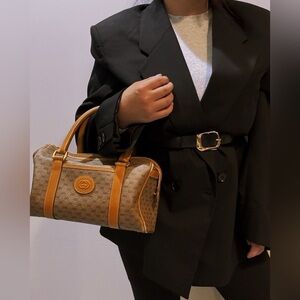GUCCI GG Monogram Brown Mini Boston Bag (Pre-owned, Authentic & Vintage)